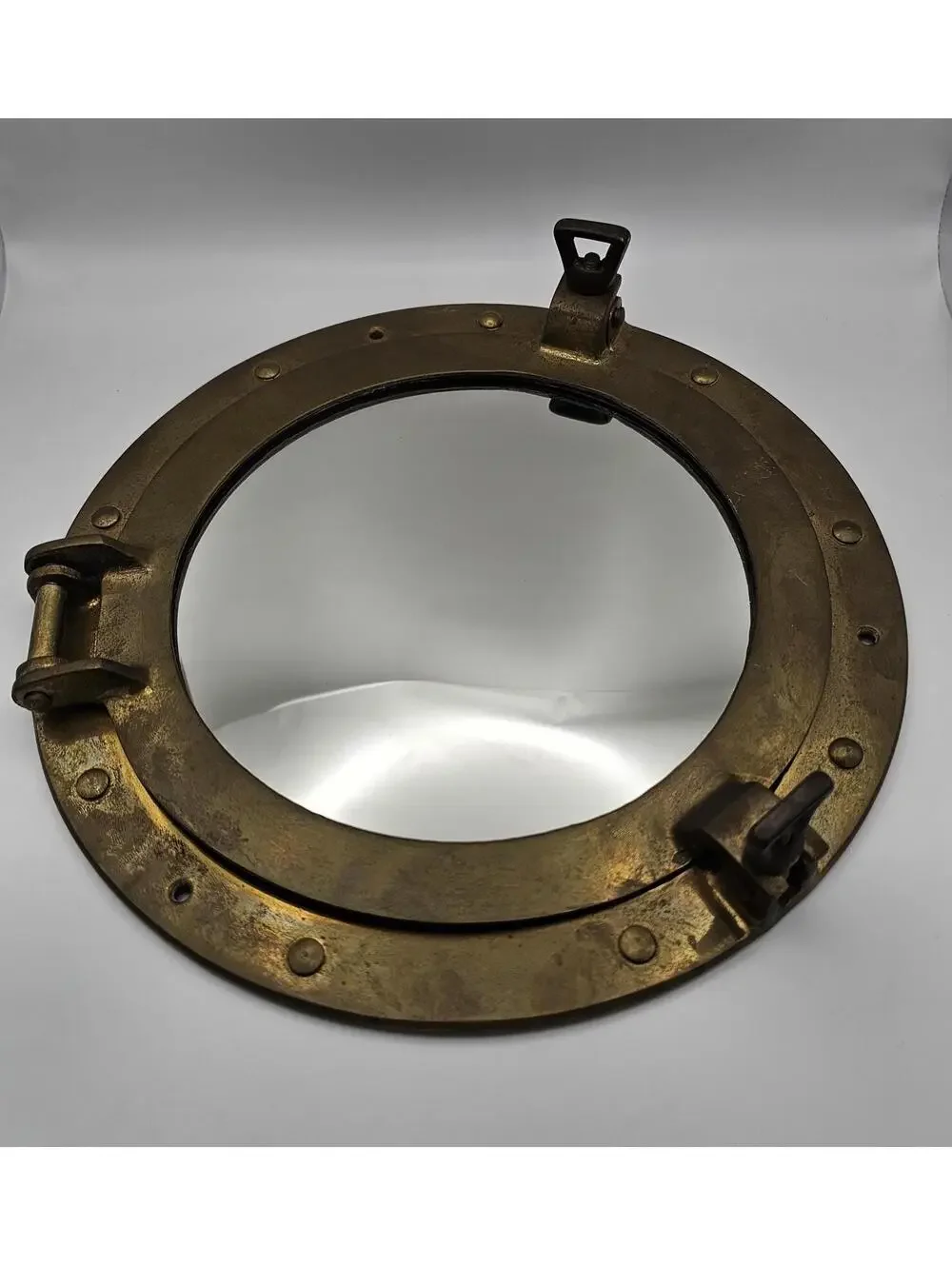 Vintage Brass Porthole Mirror Nautical Maritime Wall Decor Industrial Style